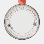Baby's eerste kerstfoto met geboortedatum metalen ornament (Voorkant)
