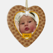 Baby's eerste kerstfoto met gouden rondjes keramisch ornament (Rechts)