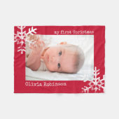 Baby's eerste kerstfoto met sneeuwvlokken fleece deken (Voorkant (Horizontaal))