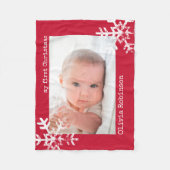 Baby's eerste kerstfoto met sneeuwvlokken fleece deken (Voorkant)
