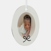 Baby's eerste kerstfoto met zwarte strik metalen ornament (Voorkant Rechts)