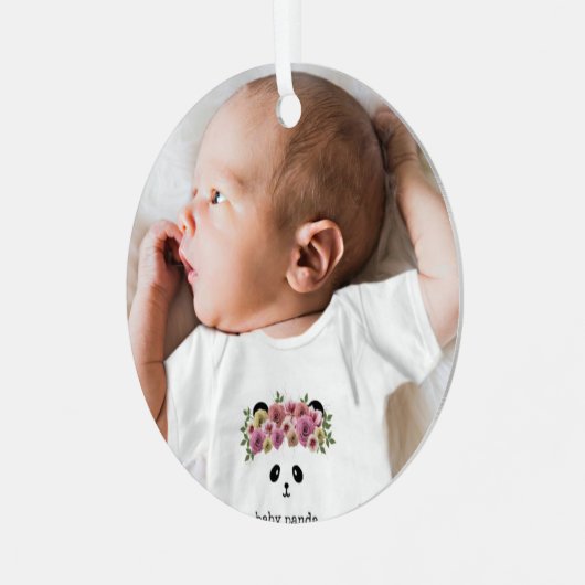 Baby's Eerste Kerstfoto Metalen Ornament (Voorkant links)