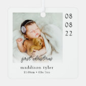 Baby's eerste kerstfoto metalen ornament (Achterkant)