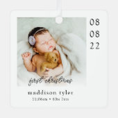 Baby's eerste kerstfoto metalen ornament (Voorkant)
