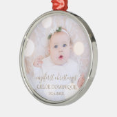 Baby's eerste kerstfoto metalen ornament (Links)