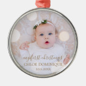 Baby's eerste kerstfoto metalen ornament (Voorkant)