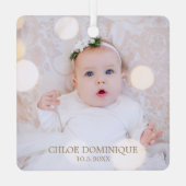 Baby's eerste kerstfoto metalen ornament (Achterkant)