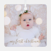 Baby's eerste kerstfoto metalen ornament (Voorkant)