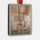 Baby's eerste kerstfoto metalen ornament (Rechts)