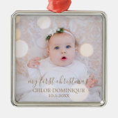 Baby's eerste kerstfoto metalen ornament (Voorkant)