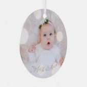 Baby's eerste kerstfoto metalen ornament (Voorkant Rechts)