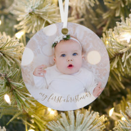 Baby's eerste kerstfoto metalen ornament