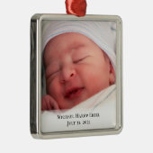 Baby's eerste kerstfoto metalen ornament (Rechts)