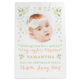 Baby's eerste kerstfoto Moderne cadeau Medium Cadeauzakje