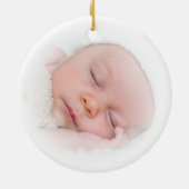 Baby's eerste kerstfoto moderne minimalist keramisch ornament (Achterkant)
