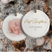 Baby's eerste kerstfoto moderne minimalist keramisch ornament