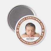 Baby's eerste kerstfoto Moderne sneeuwvlok Magneet (Voorkant / Achterkant)