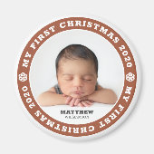 Baby's eerste kerstfoto Moderne sneeuwvlok Magneet (Voorkant)