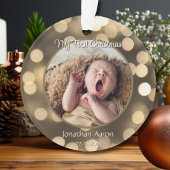 Baby's Eerste Kerstfoto Naam Golden Keepsake Ornament