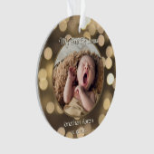 Baby's Eerste Kerstfoto Naam Golden Keepsake Ornament (voorkant)