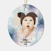 Baby's Eerste Kerstfoto Naam Pastel Keramisch Ornament (Links)