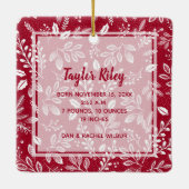 Baby's eerste kerstfoto op Cranberry Keramisch Ornament (Achterkant)