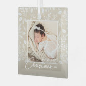 Baby's eerste kerstfoto op Ivoorkust Glas Ornament (Voorkant links)