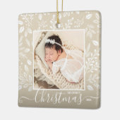 Baby's eerste kerstfoto op Ivoorkust Keramisch Ornament (Links)