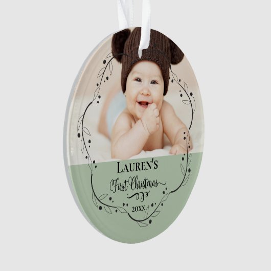 Baby's eerste kerstfoto ornament (voorkant)