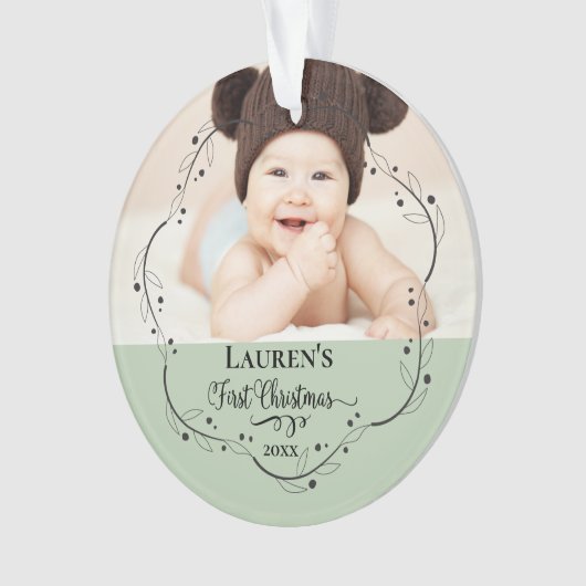 Baby's eerste kerstfoto ornament (voorkant)