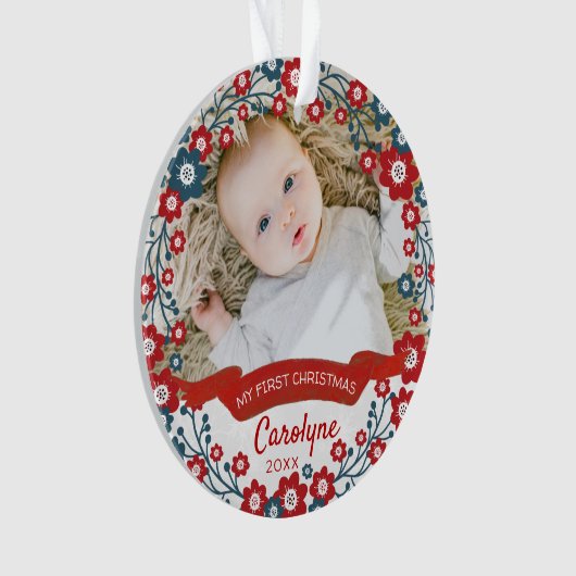 Baby's eerste kerstfoto ornament (voorkant)