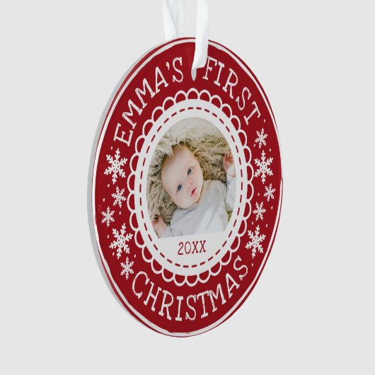 Baby's eerste kerstfoto ornament (voorkant)