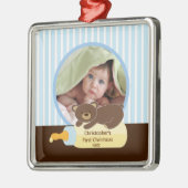Baby's Eerste Kerstfoto Ornament Beer Fles (Links)