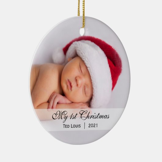 Baby's | Eerste kerstfoto-Ornament Keramisch Ornament (Rechts)