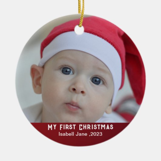 Baby's | Eerste kerstfoto-Ornament Keramisch Ornament (Voorkant)