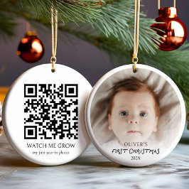 Baby's eerste kerstfoto Ornament met QR-code