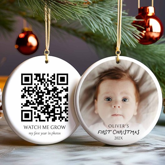 Baby's eerste kerstfoto Ornament met QR-code