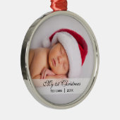 Baby's | Eerste kerstfoto-Ornament Metalen Ornament (Rechts)