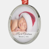 Baby's | Eerste kerstfoto-Ornament Metalen Ornament (Links)