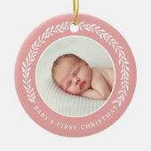 Baby's eerste kerstfoto Ornament | Peach (Voorkant)