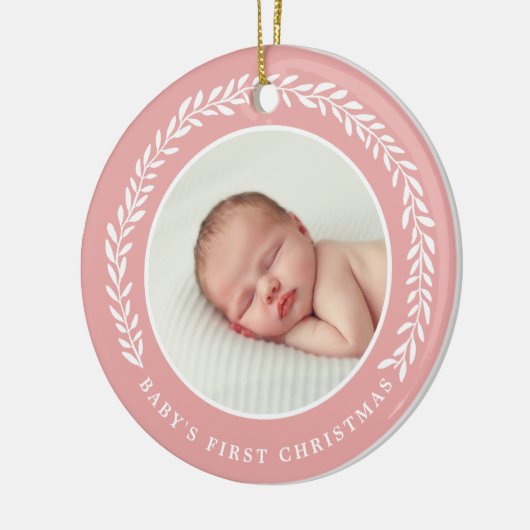 Baby's eerste kerstfoto Ornament | Peach (Links)