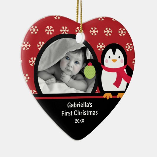 Baby's Eerste Kerstfoto Ornament Pinguïn (Rechts)