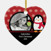 Baby's Eerste Kerstfoto Ornament Pinguïn (Voorkant)
