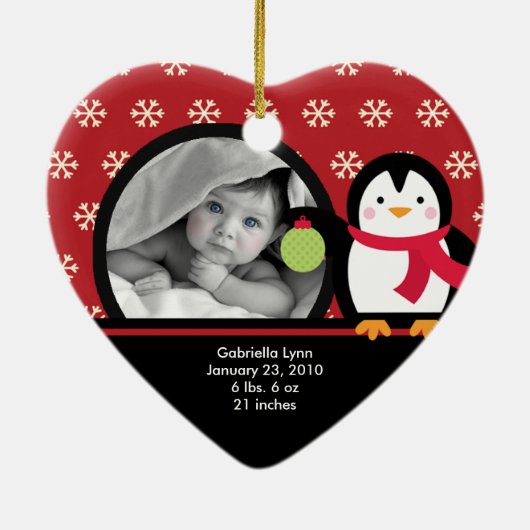 Baby's Eerste Kerstfoto Ornament Pinguïn (Achterkant)