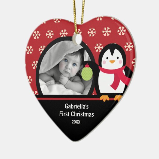 Baby's Eerste Kerstfoto Ornament Pinguïn (Links)