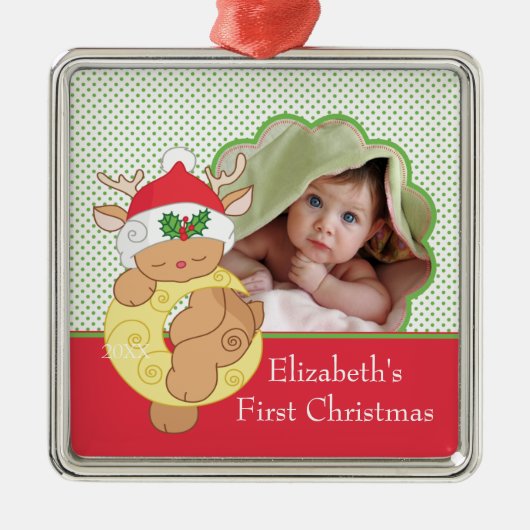 Baby's eerste kerstfoto Ornament rendier (Voorkant)