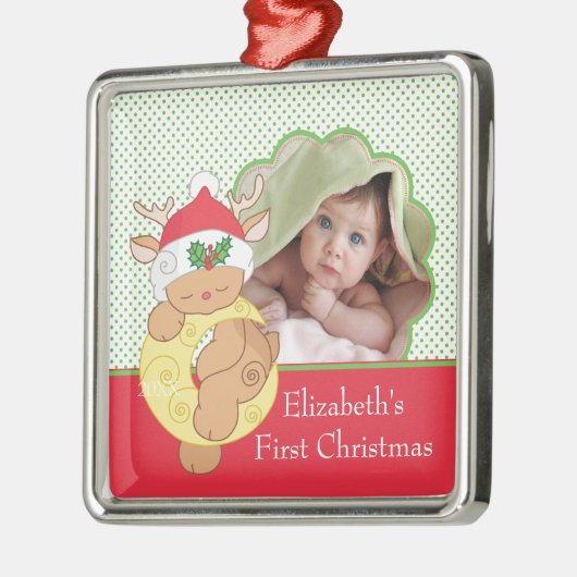Baby's eerste kerstfoto Ornament rendier (Links)