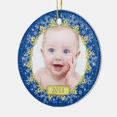 Baby's Eerste Kerstfoto Ornament - Sneeuwvlokken (Links)