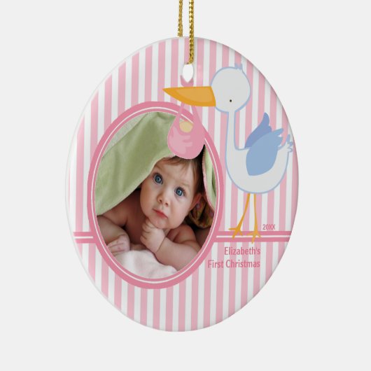 Babys Eerste Kerstfoto Ornament Stork meisje (Rechts)