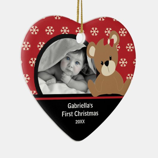 Baby's Eerste Kerstfoto Ornament Teddy Bear (Rechts)